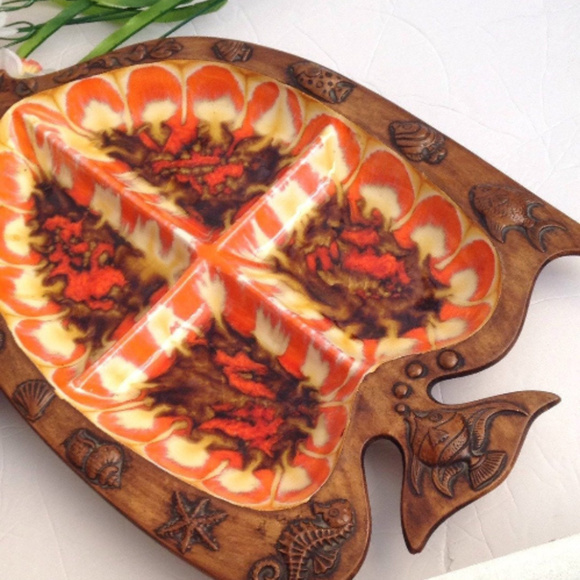 🎈 Nautical Mid Century TREASURE CRAFT DIVIDED Dish & Dip Serveware - Picture 6 of 7